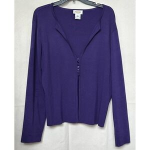 Talbots Whimsy Purple Silk Blend Button Cardigan Sweater XL Office